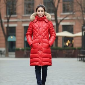 Monetary Women's Red Puffer Hoodie Coat, Size S